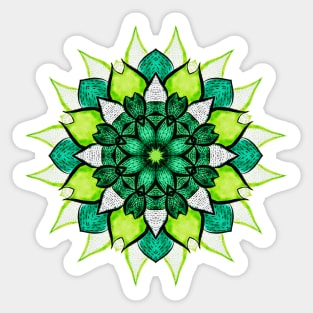 Green Floral Mandala Abstract Flower Botanical Sticker